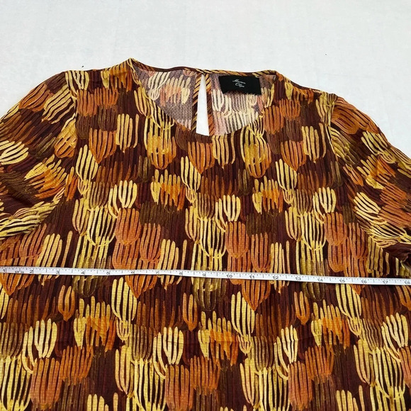 Maison Olga Women Tops Blouse Orange Yellow Cotton Short Sleeve Ruffle Hem Sz M - Picture 7 of 8